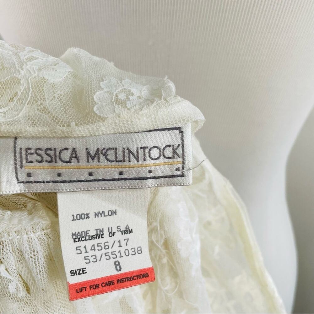NWT Jessica McClintock 80 90s Lace Wedding Long Sleeve Dress 8 Deadstock Vintage - Picture 13 of 14